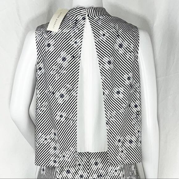 After Market White Black Stripe &Daisy Print Sleeveless High Neck Romper SzS NWT - Picture 15 of 16